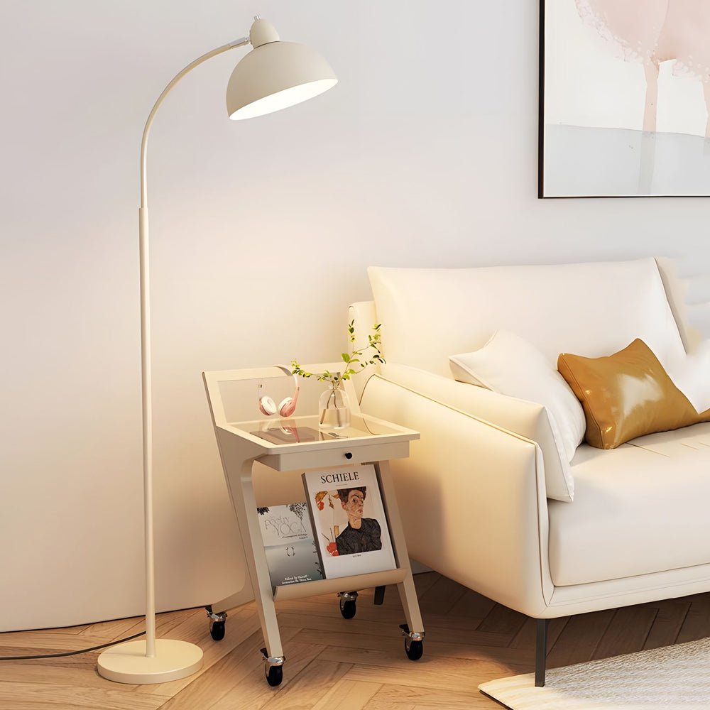 WINTERBOURNE WHITE ARC FLOOR LIGHT WITH DOME SHADE