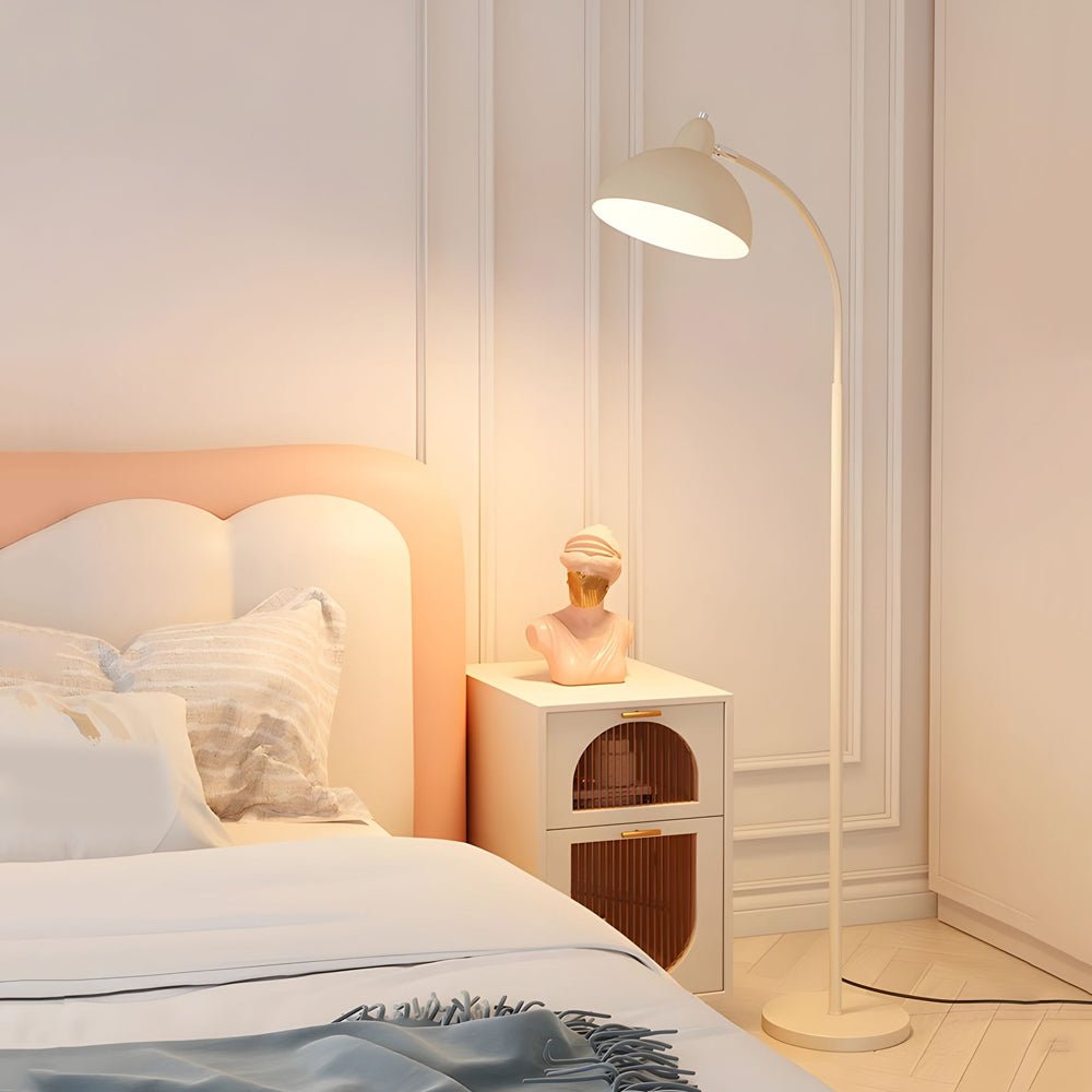 WINTERBOURNE WHITE ARC FLOOR LIGHT WITH DOME SHADE