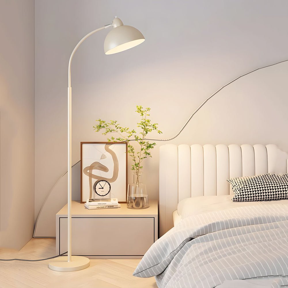 WINTERBOURNE WHITE ARC FLOOR LIGHT WITH DOME SHADE
