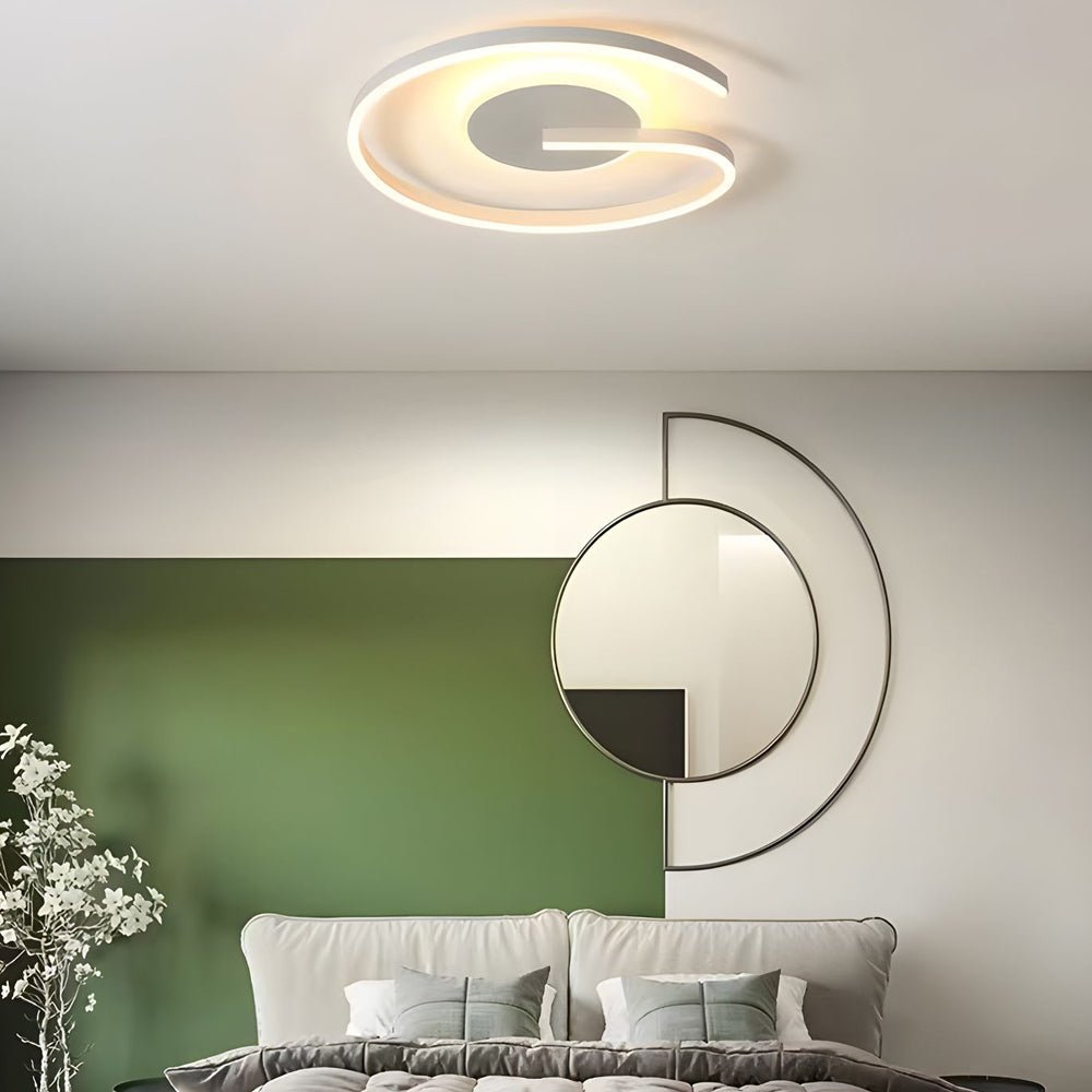WHITBY MONOCHROME CIRCLE FLUSH MOUNT LED CEILING LANTERN