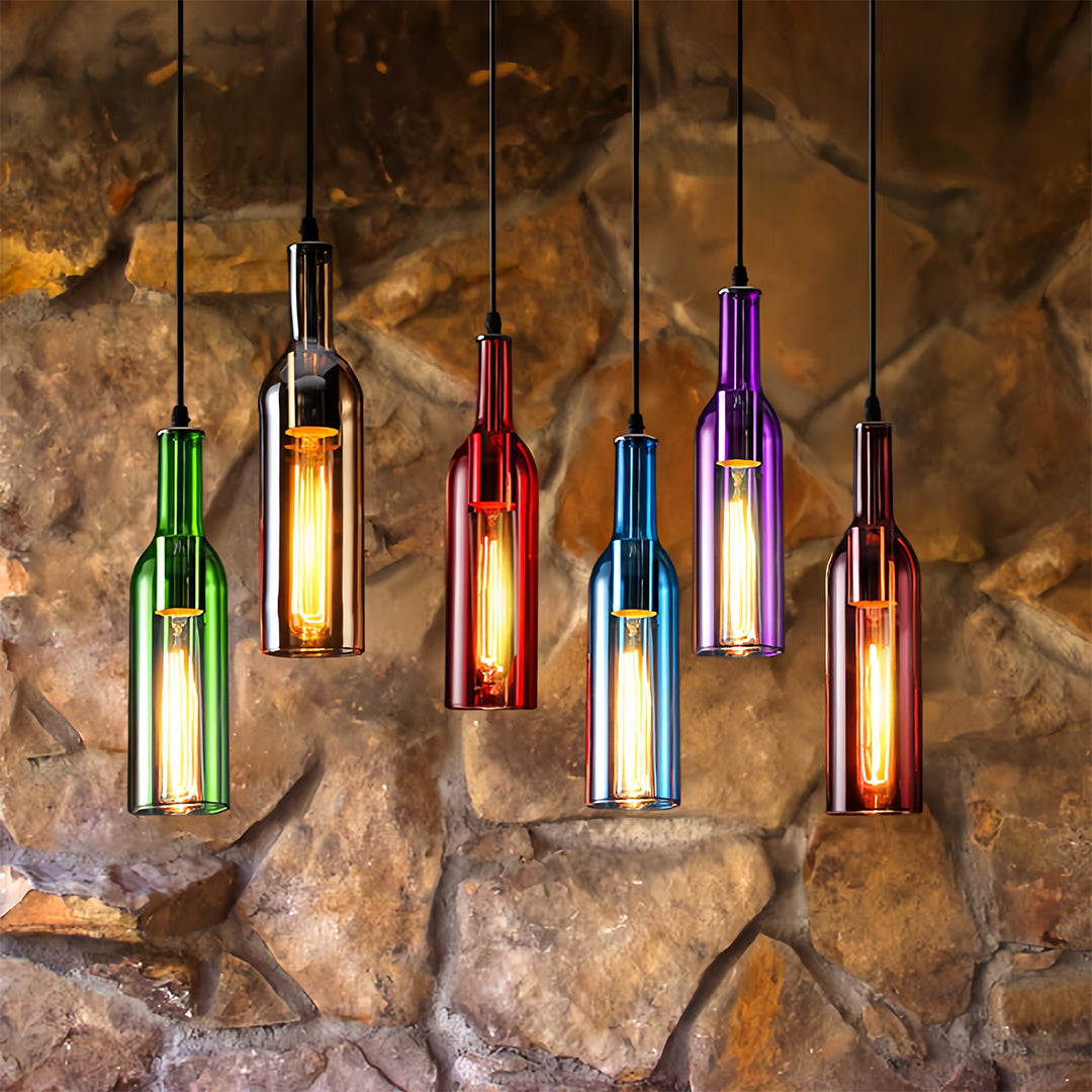WINDSOR HUE VINTAGE GLASS WINE BOTTLE CEILING LANTERN