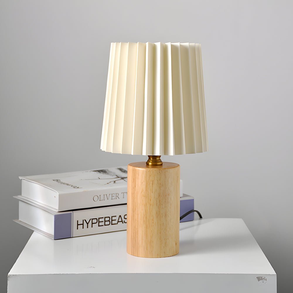WINTHROP WOODEN LANTERN TABLE LIGHT WITH PLEATED EMPIRE SHADE