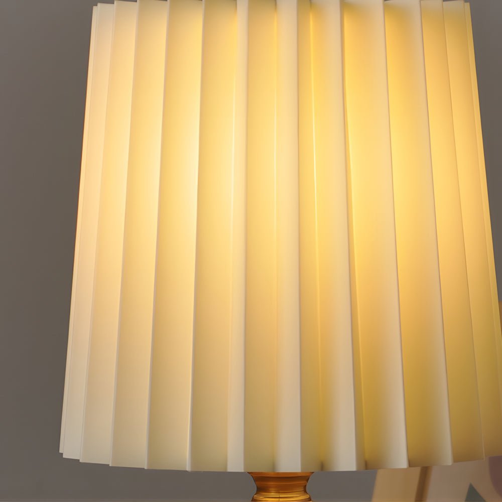 WINTHROP WOODEN LANTERN TABLE LIGHT WITH PLEATED EMPIRE SHADE