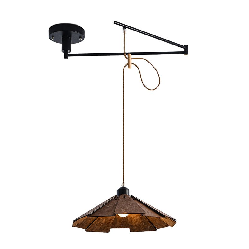 WINTHROP WOODEN SWING ARM CHANDELIER WITH TRIPLE DIMMING OPTIONS