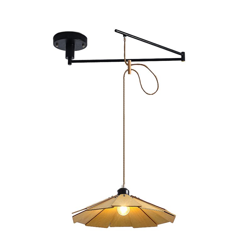 WINTHROP WOODEN SWING ARM CHANDELIER WITH TRIPLE DIMMING OPTIONS