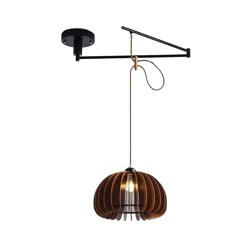 WINTHROP WOODEN SWING ARM CHANDELIER WITH TRIPLE DIMMING OPTIONS