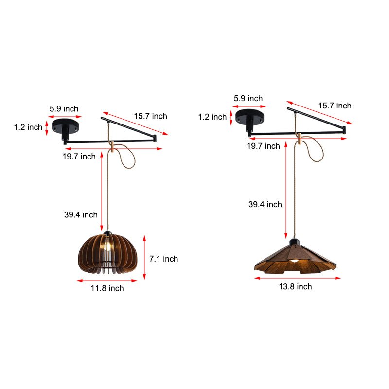 WINTHROP WOODEN SWING ARM CHANDELIER WITH TRIPLE DIMMING OPTIONS