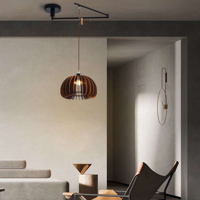 WINTHROP WOODEN SWING ARM CHANDELIER WITH TRIPLE DIMMING OPTIONS