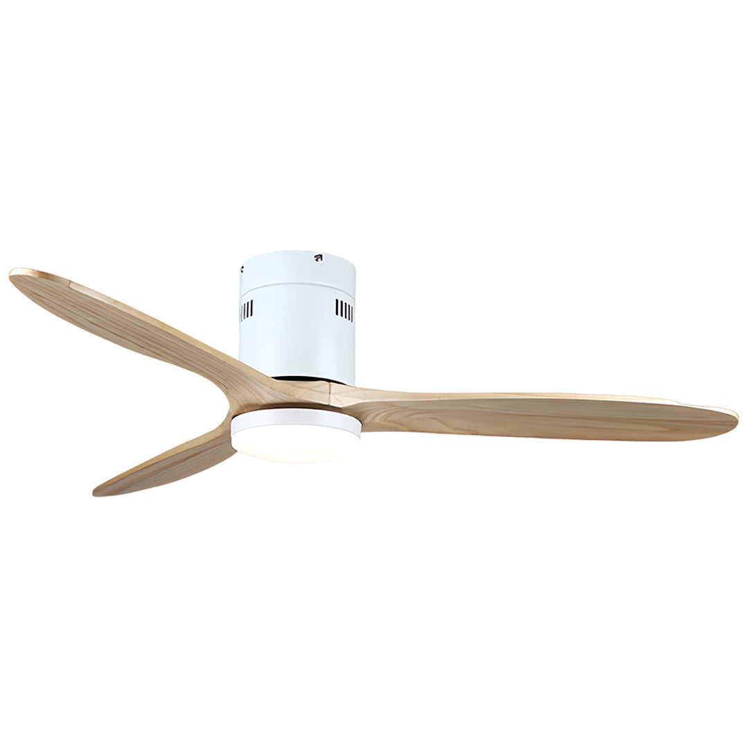 WINTERBOURNE WOODEN FLUSH MOUNT CEILING FAN WITH LIGHT AND SILENT DC MOTOR