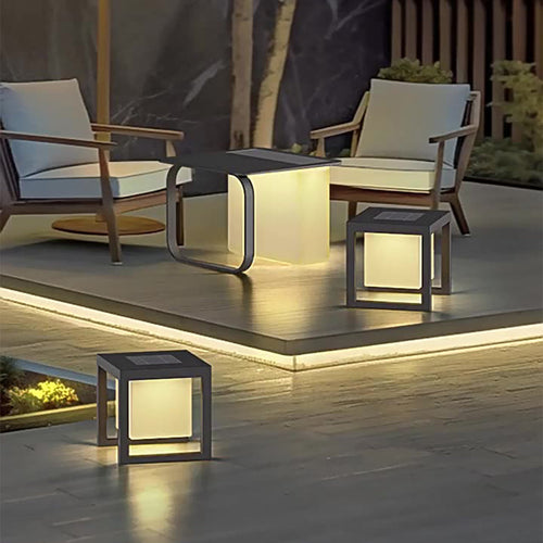 1. "HARTWELL SOLAR TABLE LAMP WITH INTEGRATED SIDE TABLE"  
   - Features a solar-powered lamp with a sleek side table, perfect for outdoor lounging.

2. "WINTHORPE SOLAR-CHARGED LAMP AND ACCENT TABLE"  
   - Combines a solar-powered light source with a s