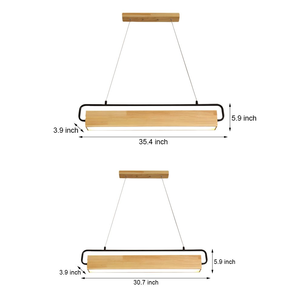 WHITBY WOODEN RECTANGULAR LED DINING LIGHT