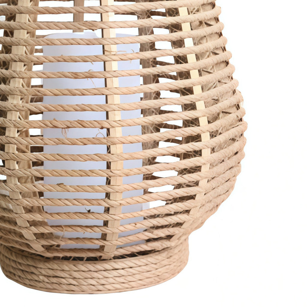WINDSOR WOVEN RATTAN SOLAR HANGING ILLUMINATOR WITH WATER-RESISTANT DESIGN