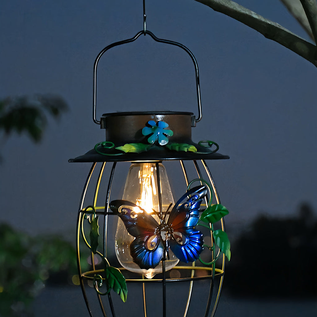 WINTHROP SOLAR-ILLUMINATED BUTTERFLY HANGING LANTERN