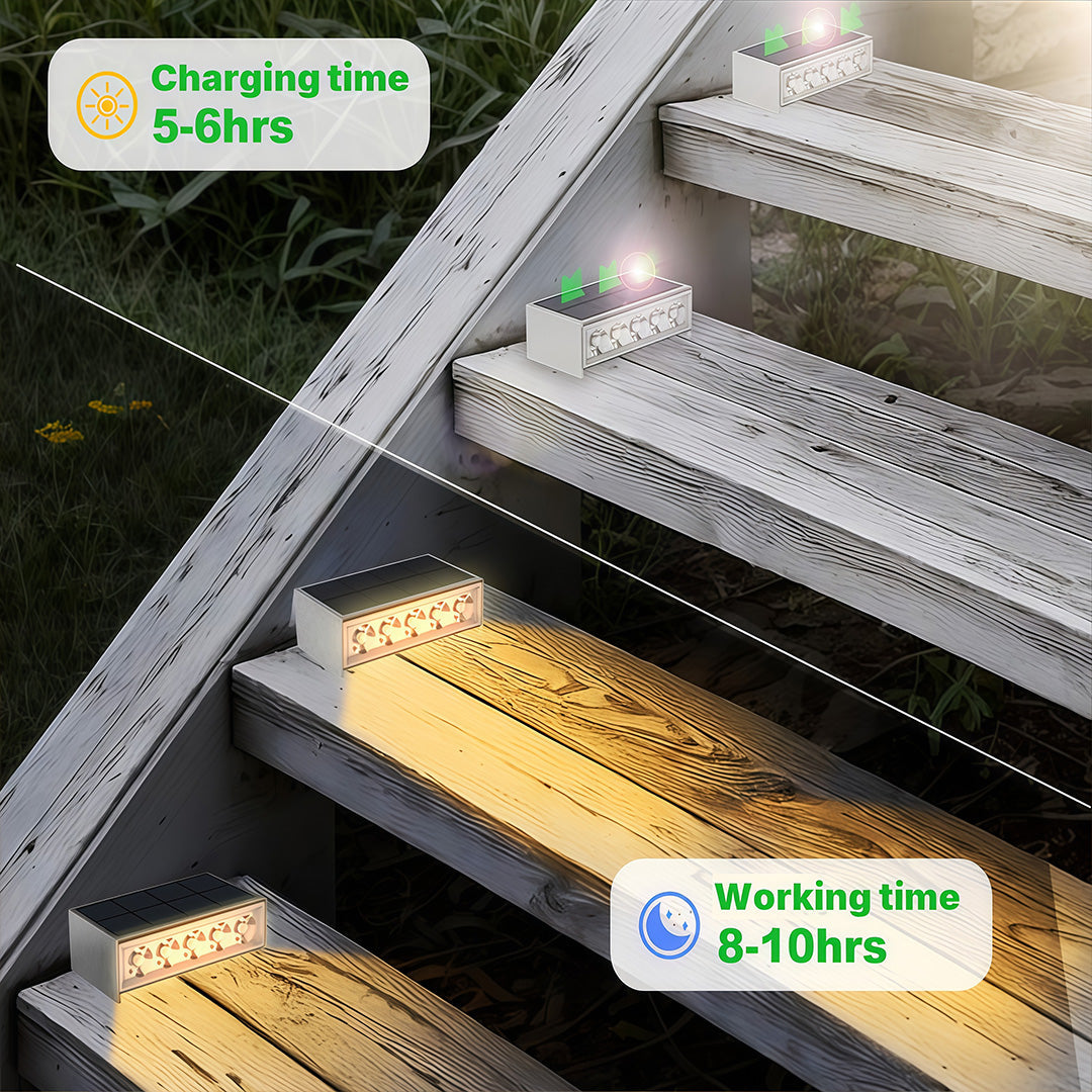RAVENSCROFT SOLAR STEP LIGHTING LANTERNS, WEATHER-RESISTANT MODERN DESIGN