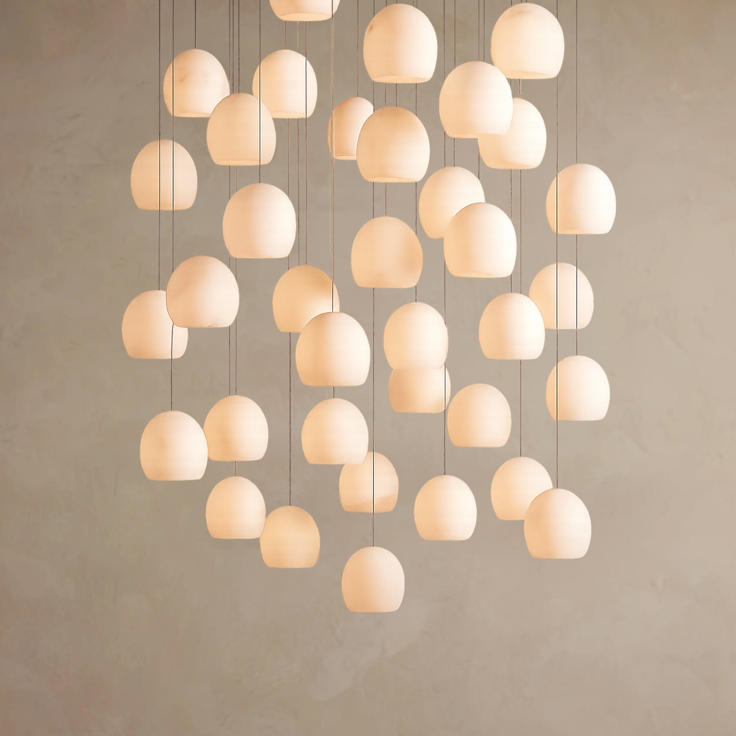 VIVIENNE LUMINAIRE WITH NATURAL ALABASTER GLOBE SHADES FOR GRAND SPACES
